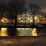 The campus all lit up during the Holiday's
